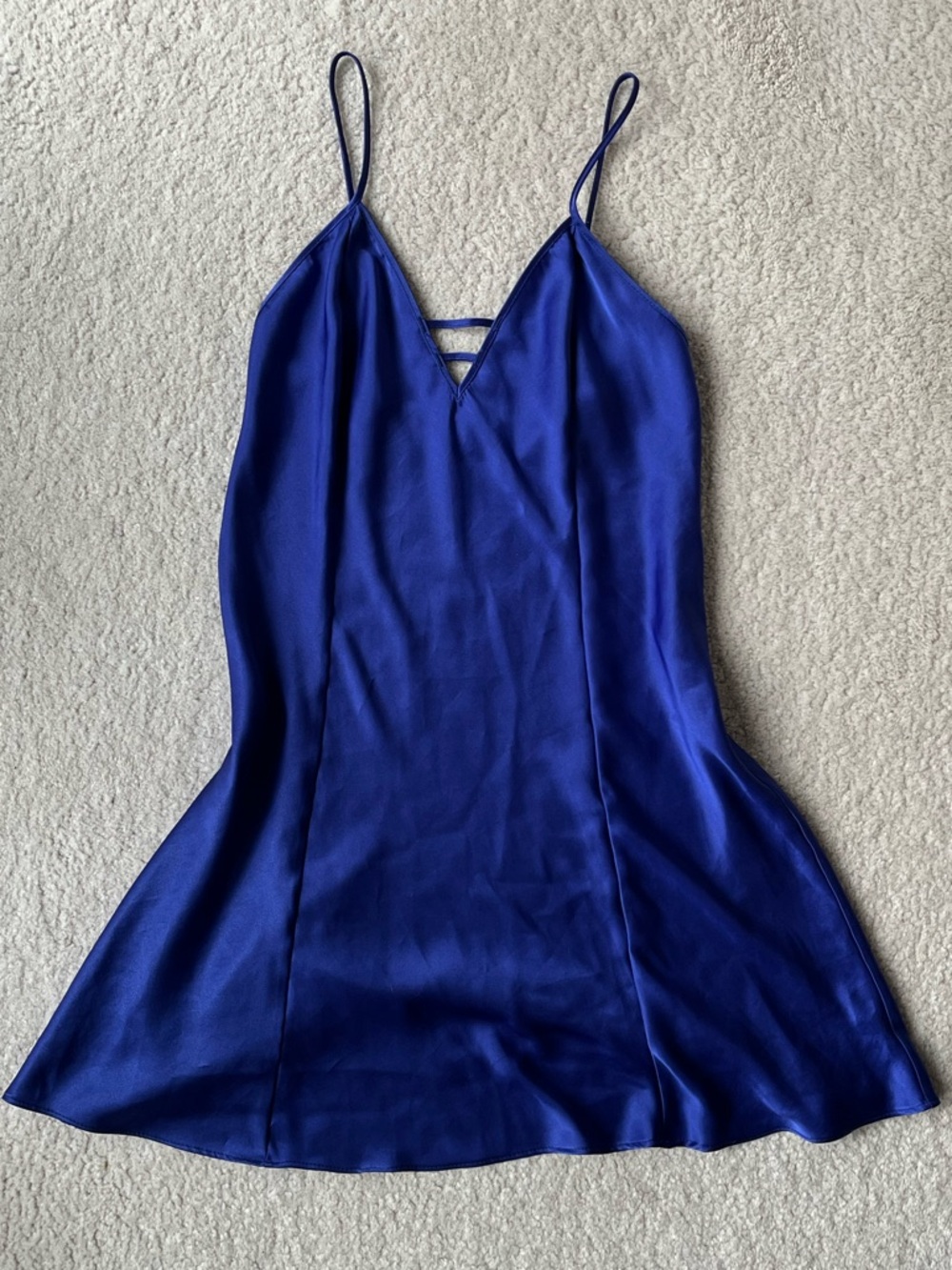 Vintage Blue Satin Slip Dress